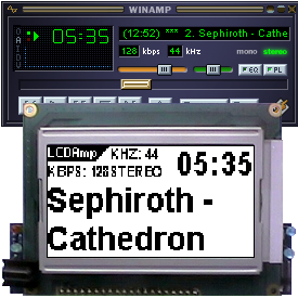 LCDAmp-128x64 - Displays info about the currently played song on a 128x64 pixel LCD/USB display