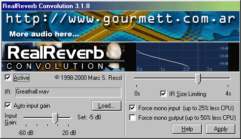 RealReverb Convolution 3.1.0 - Advanced sound reverberator using convolution.