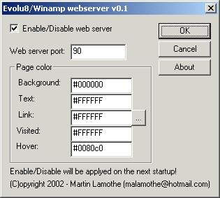 e8-webserver - Web server for controling winamp