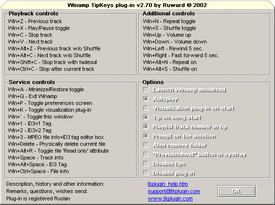 TipKeys 270 - This plug-in give you access to various Winamp functions such as "Play track", "View ID3 tag" etc.