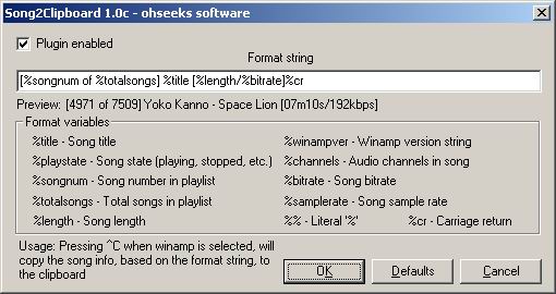 gen_Song2Clipboard - Winamp title information for every application