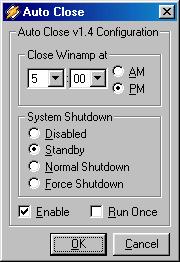 Auto Close - Winamp shutdown routine that does not stop the computer