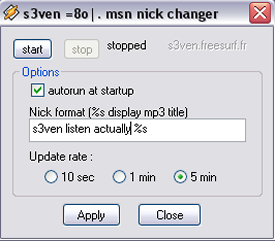 MSN 6ormore Nick Changer - works by simulating option dialog box openning
