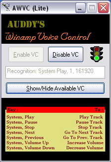 Winamp Voice Control - Winamp Voice Control Lite ed. Update: 1.3
