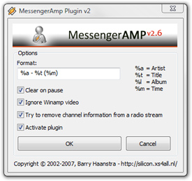 MessengerAmp - MSN / Windows Live Messenger 'now playing' plugin