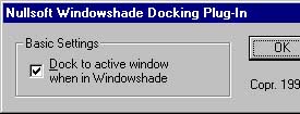 Windowshade Docking Plug-in - Docks Winamp's Windowshade mode to the active window