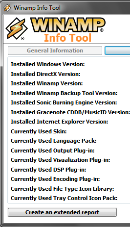 Winamp Info Tool v4.1 - Winamp Info Tool is a lightweight utility which provides information about your Winamp installation