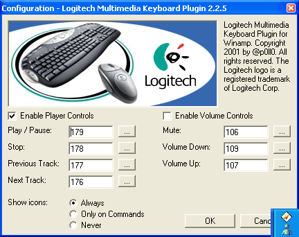 Logitech Multimedia Keyboard Plugin - Plugin to control winamp with every keyboard!