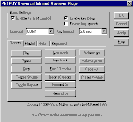 Infrared receiver plugin (updated) - Use an infrared receiver to control winamp with a normal remote