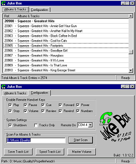 Juke Box - Jukebox track and album organiser and remote control using X10 Mouse remote.