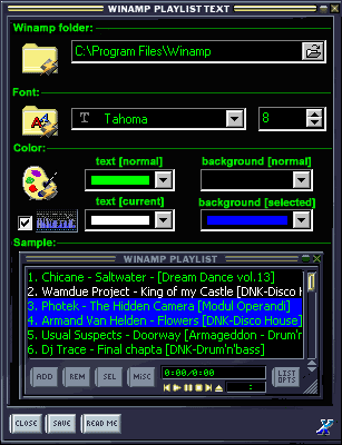 Winamp font size