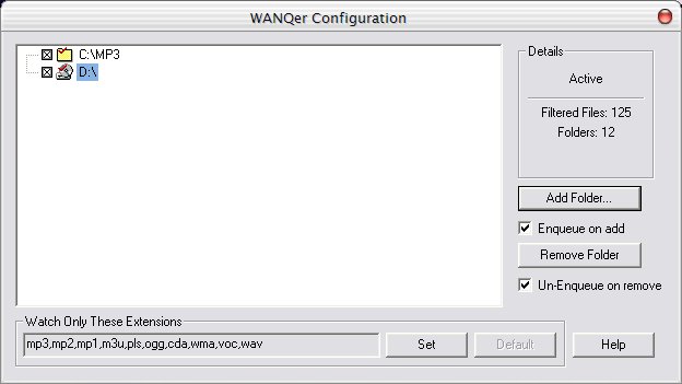 WANQer - WANQer allows you to monitor any folder or drive on you computer and automatically keep your playlist up to date