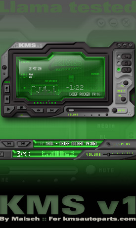 KMS v104 - This is my first Winamp skin. Over 70 color themes animated drawers and more. Hope you enjoy it!