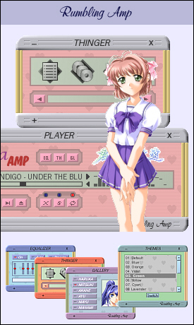 Rumbling Amp - My first skin for Winamp 5 features six characters from the Japanese game Rumbling Hearts.