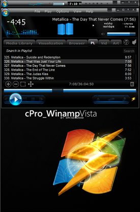 cPro_WinampVista - Sleek, Dark, and made from Vista parts...what more?