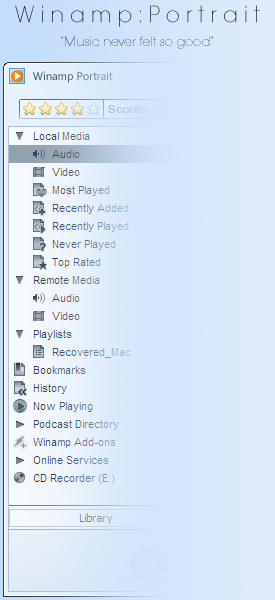 Winamp Portrait - WMP12 - An exciting, re-sizable interface for Winamp.