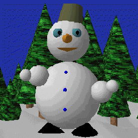 3D SnowMan - SnowMan dances in Winter forest